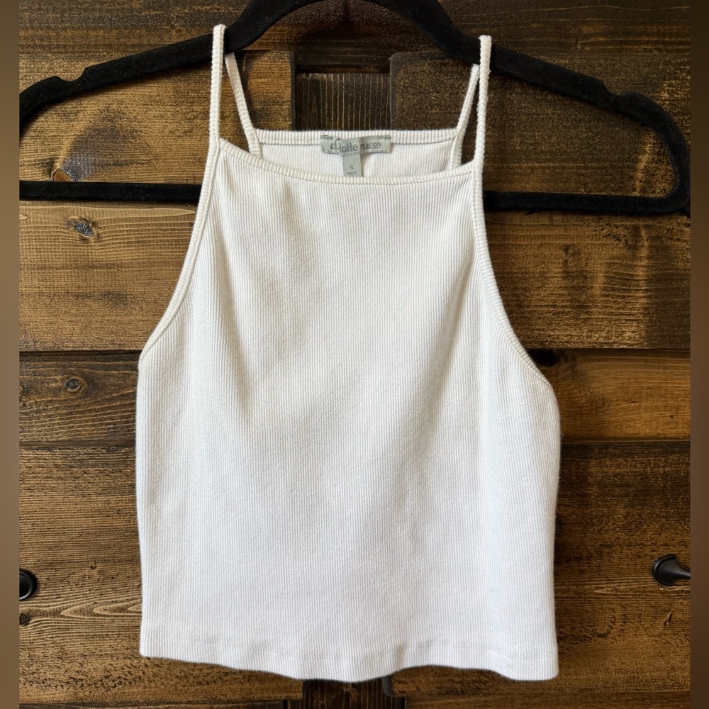 White Fitted Crop Tank Top